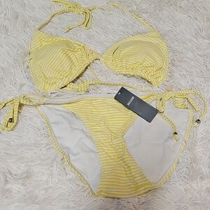 INGEAR 2 Piece String Bikini Swimsuit Yellow Striped Travel Beach Outdoor